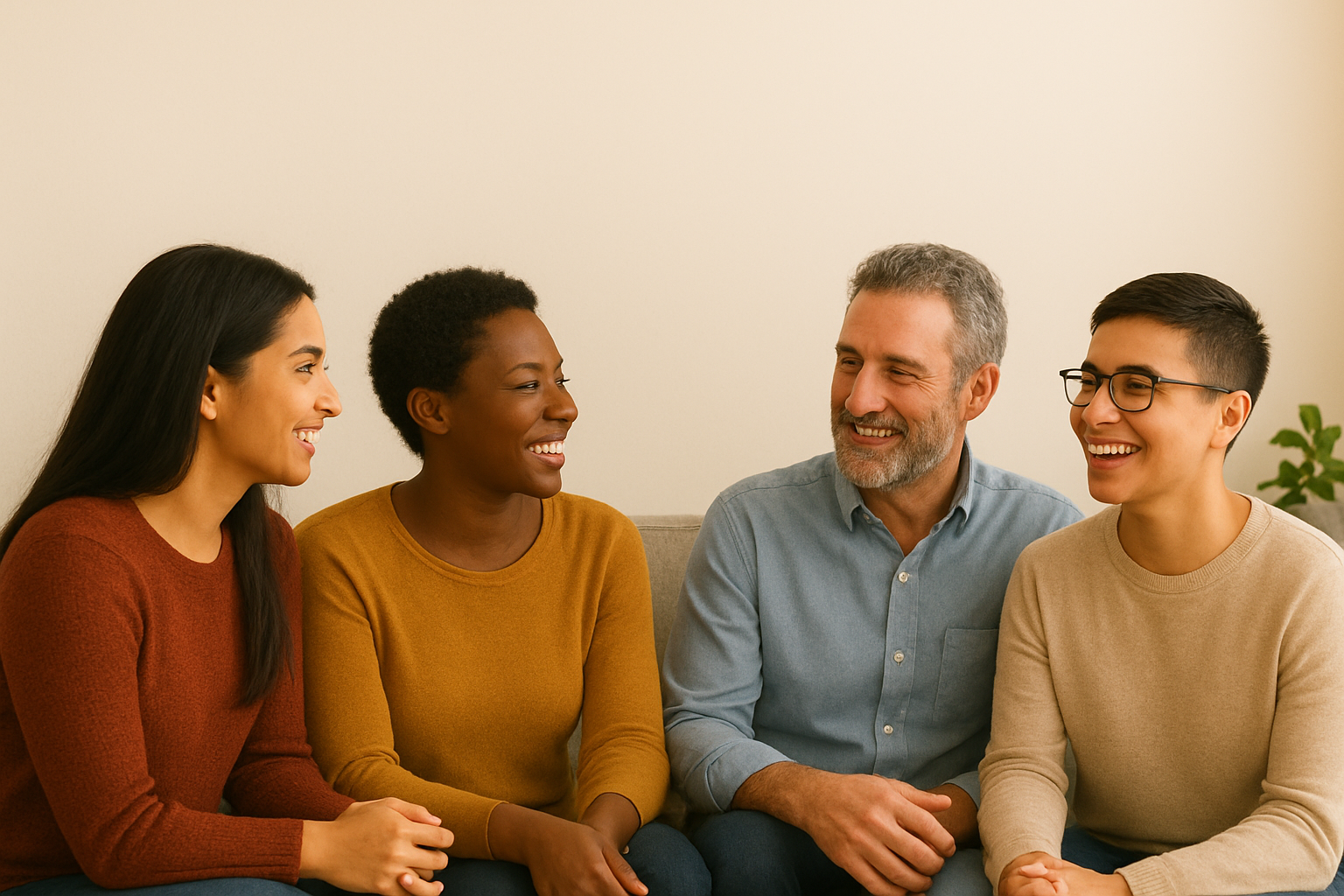 Black mother and white father with their biracial children, representing diverse and inclusive mental health care